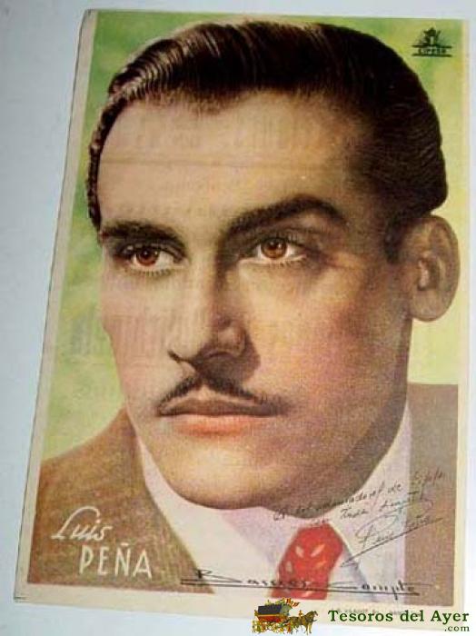 Antiguo programa de mano de cine - luis peña - mide 13,5 x 8,5 cms. - al dorso pone  teatro cervante