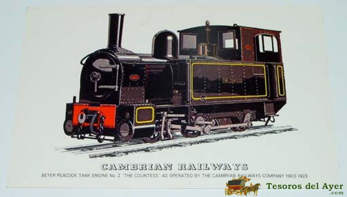 Antigua postal locomotora the countess -  no circulada - reverso con publicidad de las lineas ferrov