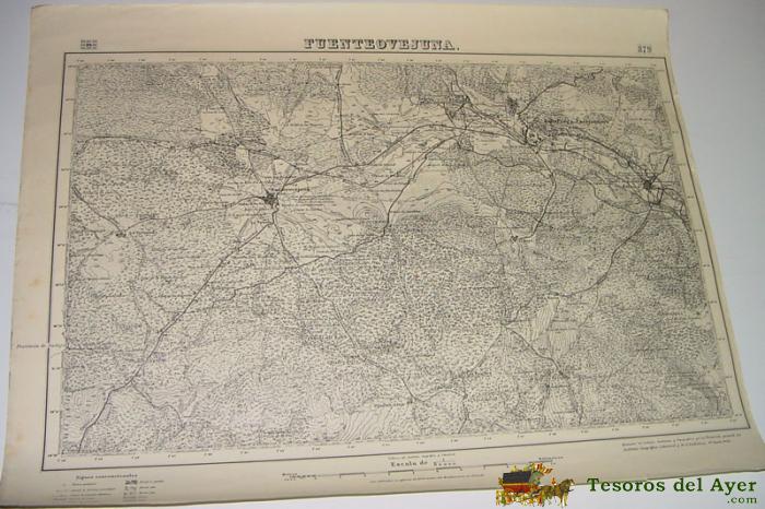 Antiguo mapa - plano de fuenteovejuna  (cÓrdoba),  - 65 x 50 cms - de la direccion del instituto geo