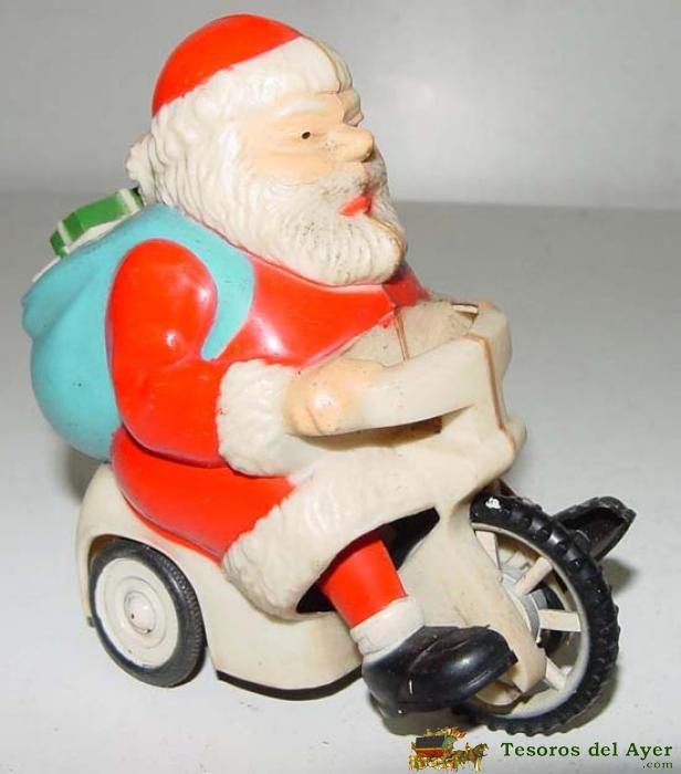 Curioso papa noel de la casa mecánica ibense, años 60 a fricción - bonito y raro juguete de papá noe
