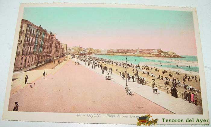 Antigua postal coloreada de gijon (asturias) - roisin - sin circular