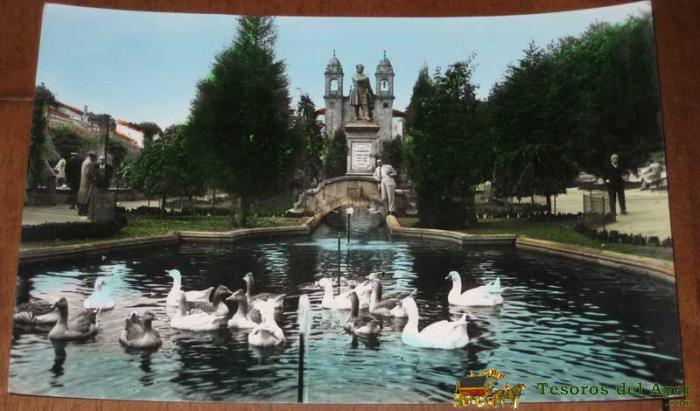Antigua foto postal de santiago de compostela - coloreada - nº 94 - alameda, jardines de mendez nuñe