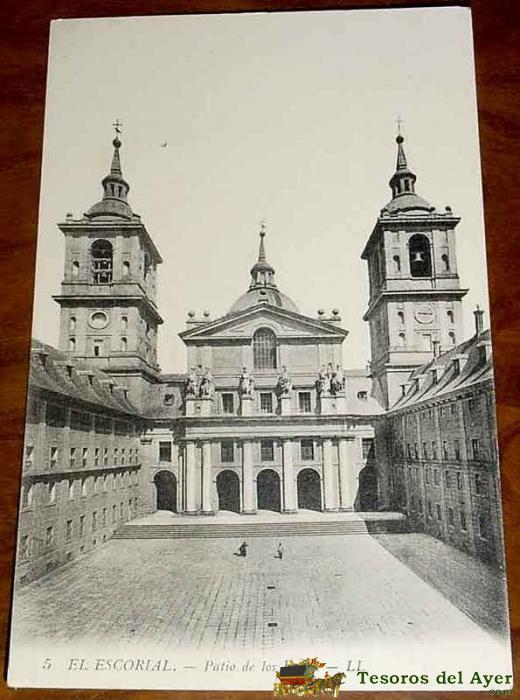 Antigua postal el escorial - n. 5 - patio de los reyes - ed. ll. - no circulada.