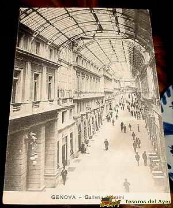 Antigua postal de italia - genova galleria mazzini -  circulada.