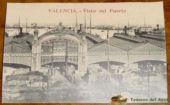 Antigua postal de valencia - vista del puerto - no circulada.
